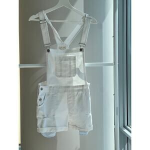 Wax Jean White Denim Shortalls - Size M